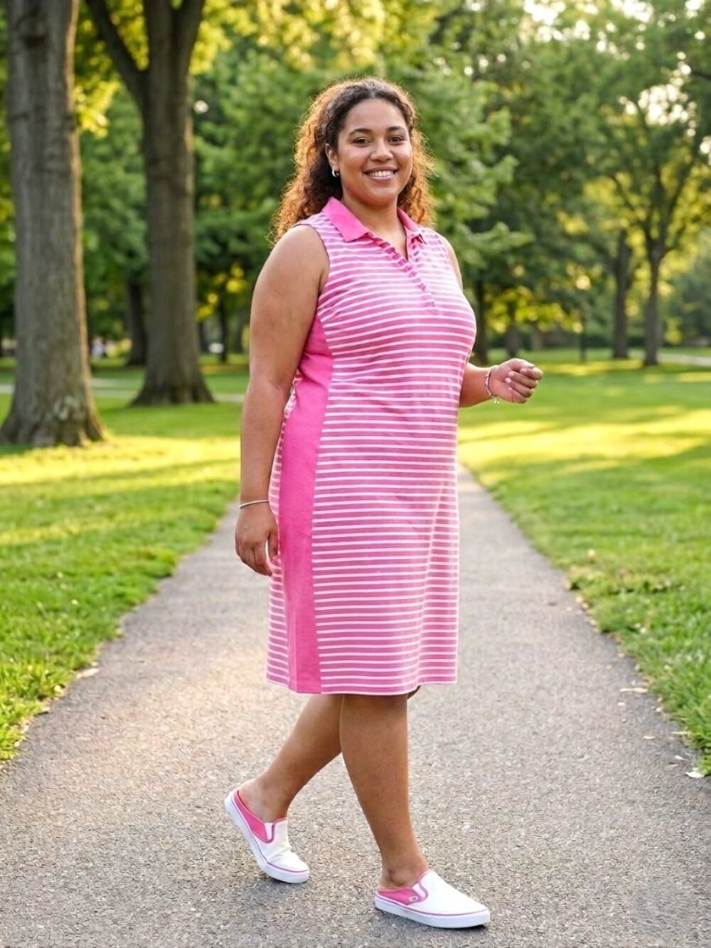 LANDS'END Sleeveless Polo Dress. Plus Size 2X